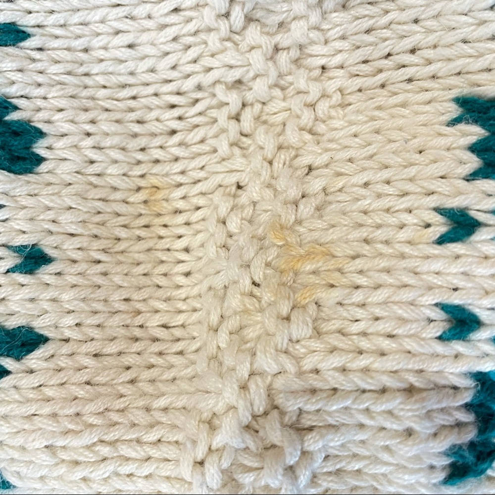 L.L. Bean Cream Crewneck Sweater with Pink and Teal Floral Fair Isle - Picture 9 of 9